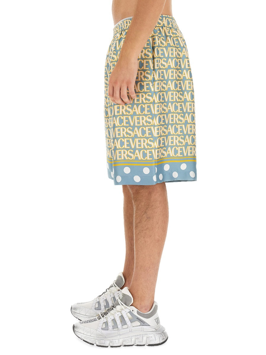 VERSACE Silk Logo Shorts - Regular Fit, Size 50 IT