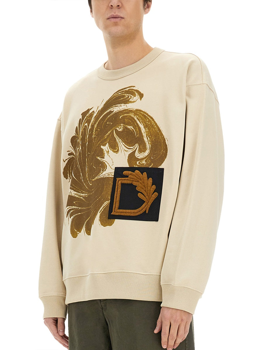 DRIES VAN NOTEN Men's Printed Cotton Sweatshirt - Size L