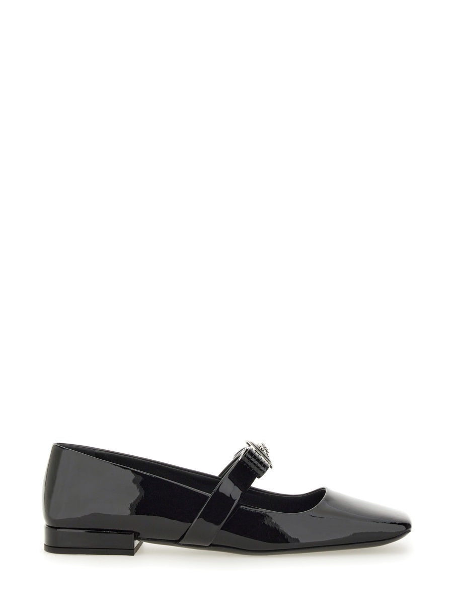 VERSACE Patent Leather Ballerina Flats with Ribbon Detail