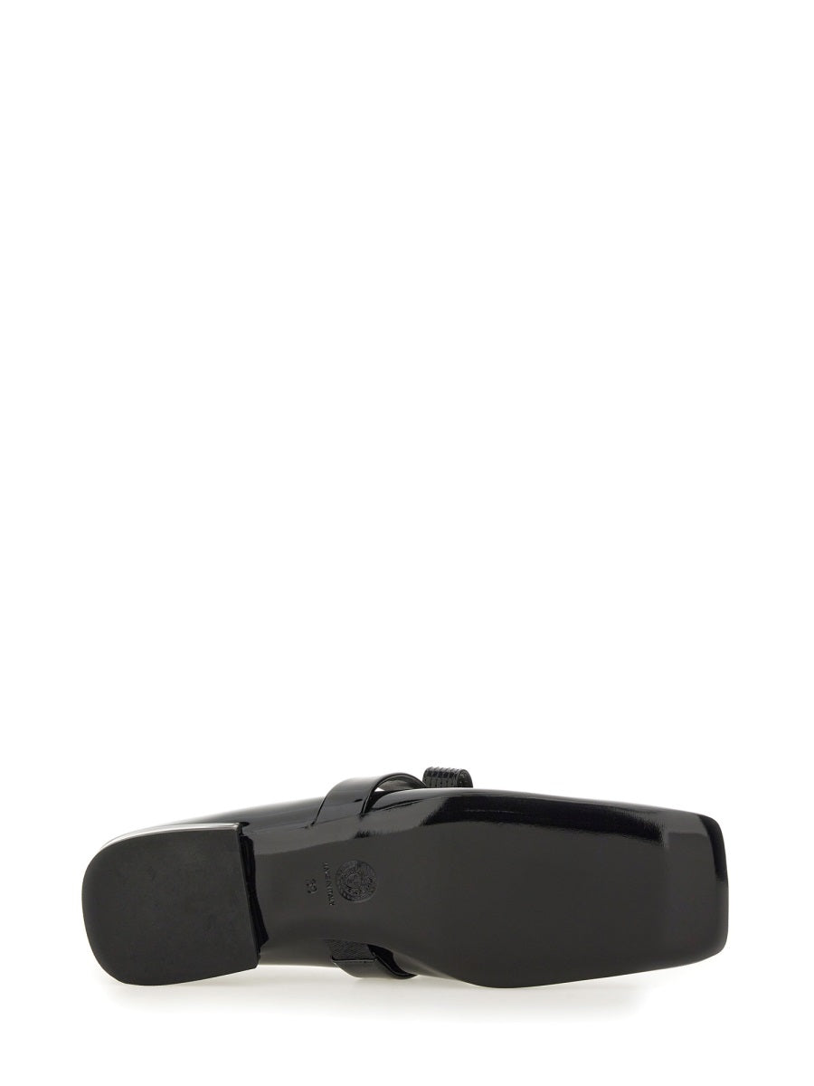 VERSACE Patent Leather Ballerina Flats with Ribbon Detail