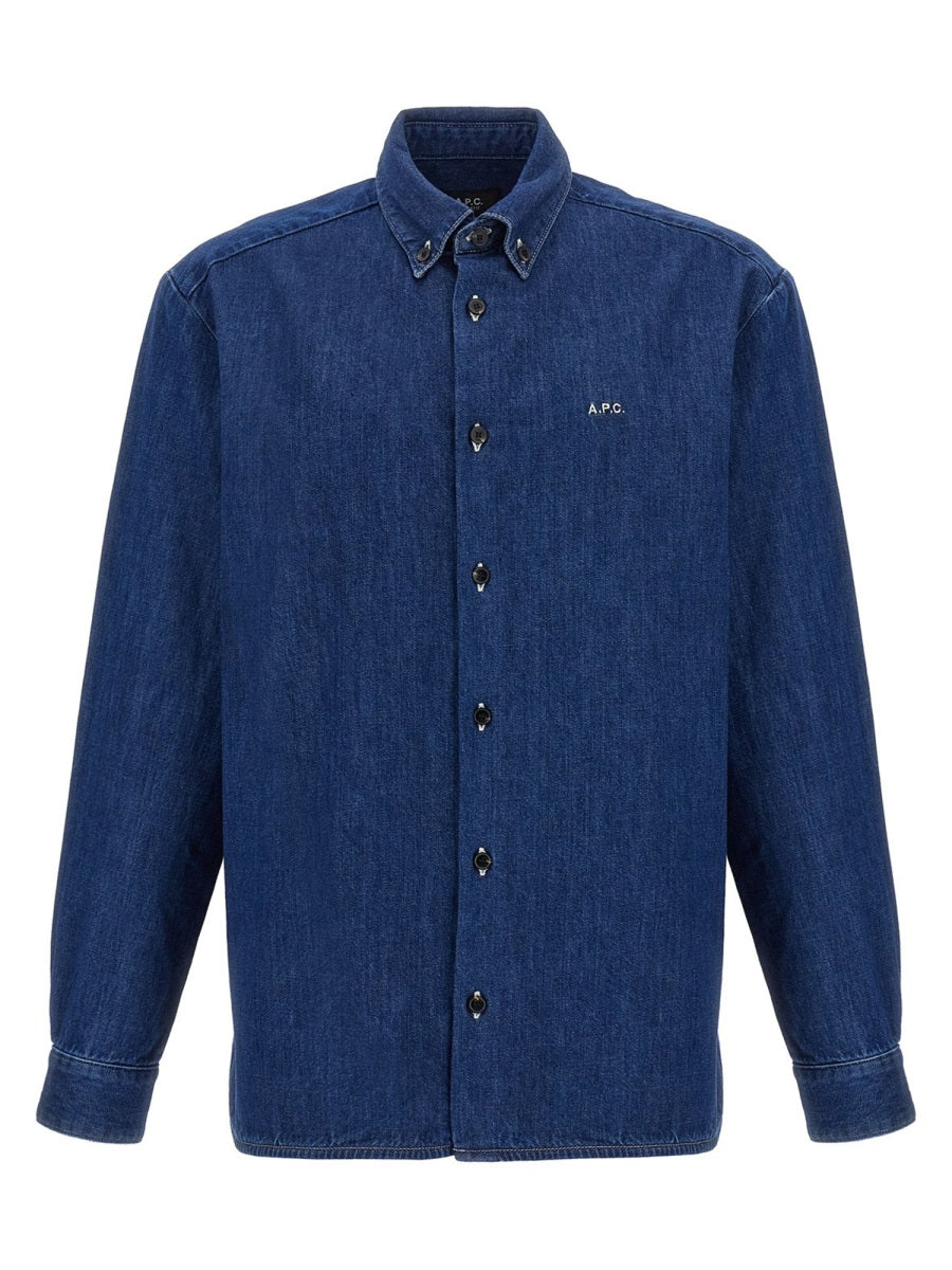 A.P.C. Men's Mathias Organic Cotton Denim Shirt