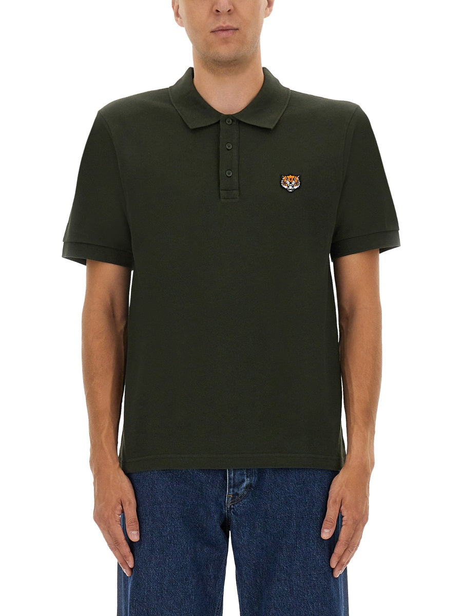 KENZO Men's Polo Shirt with Happy Tiger Embroidery - Size L