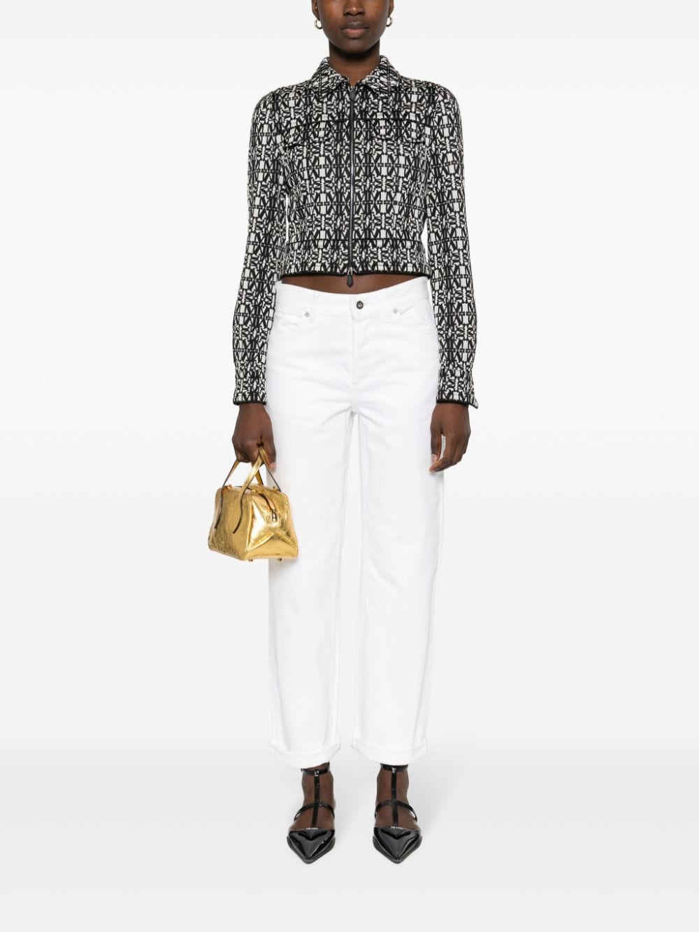 MAX MARA Monogram Pattern Cropped Short Jacket