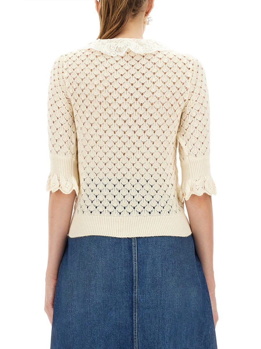 CHLOÉ Women's Cotton Crochet Sweater - Size S