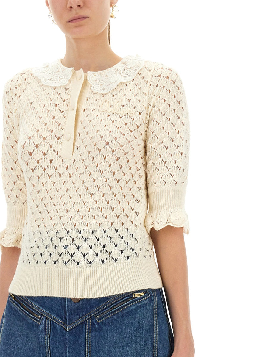 CHLOÉ Women's Cotton Crochet Sweater - Size S