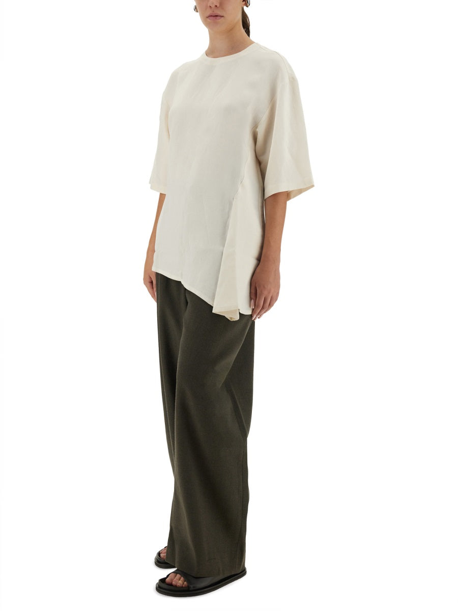 STUDIO NICHOLSON Asymmetrical Vichy T-Shirt - Size 8 UK