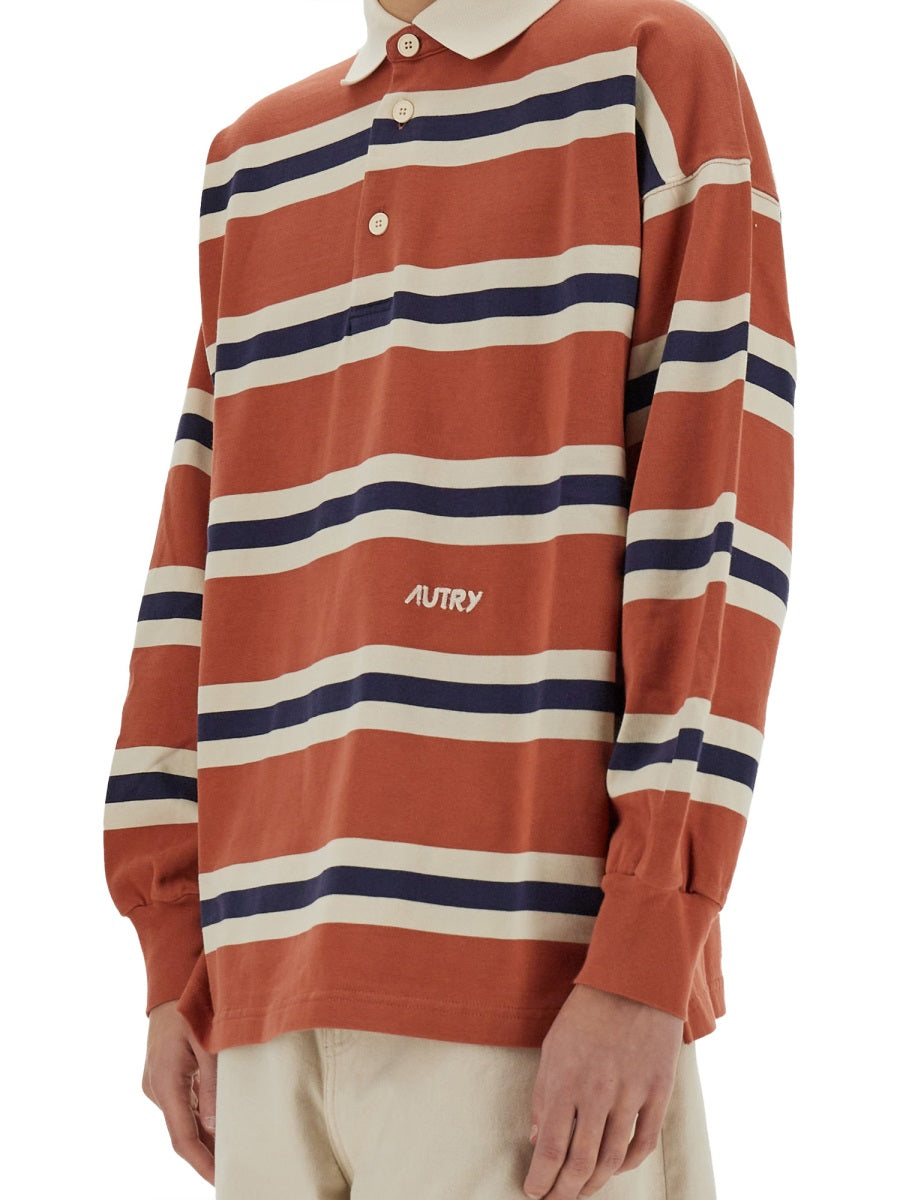 AUTRY Oversized Striped Rugby Polo Shirt