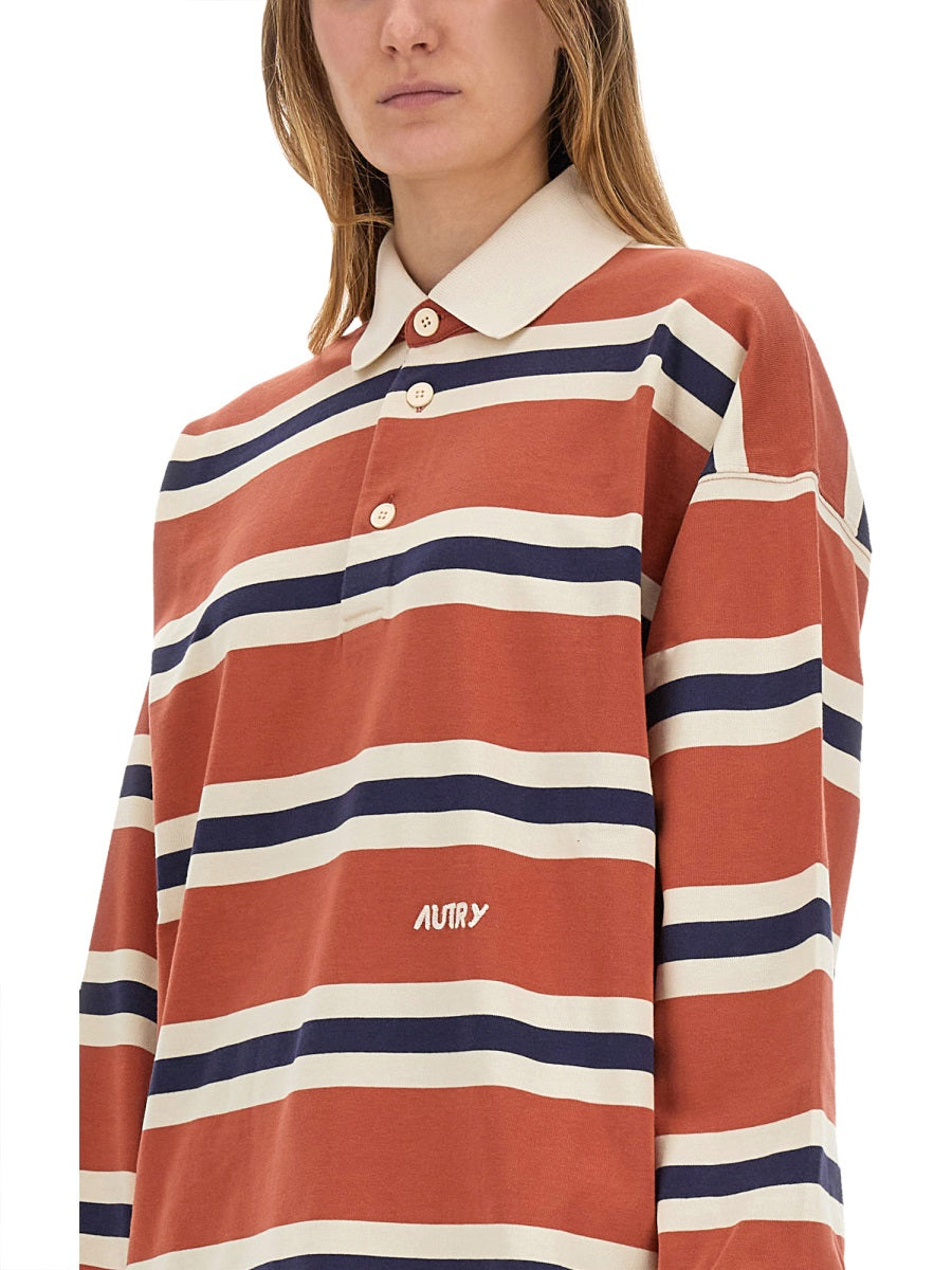 AUTRY Oversized Striped Rugby Polo Shirt