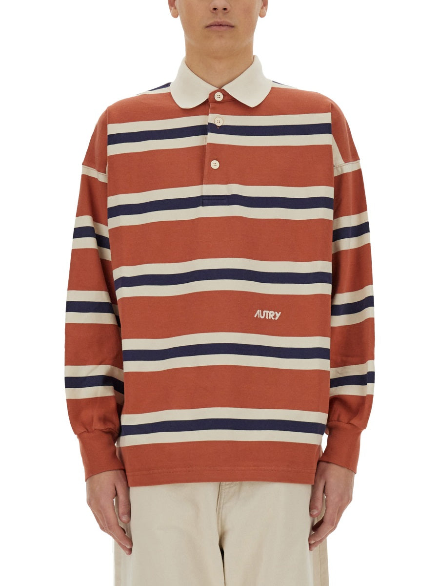 AUTRY Oversized Striped Rugby Polo Shirt