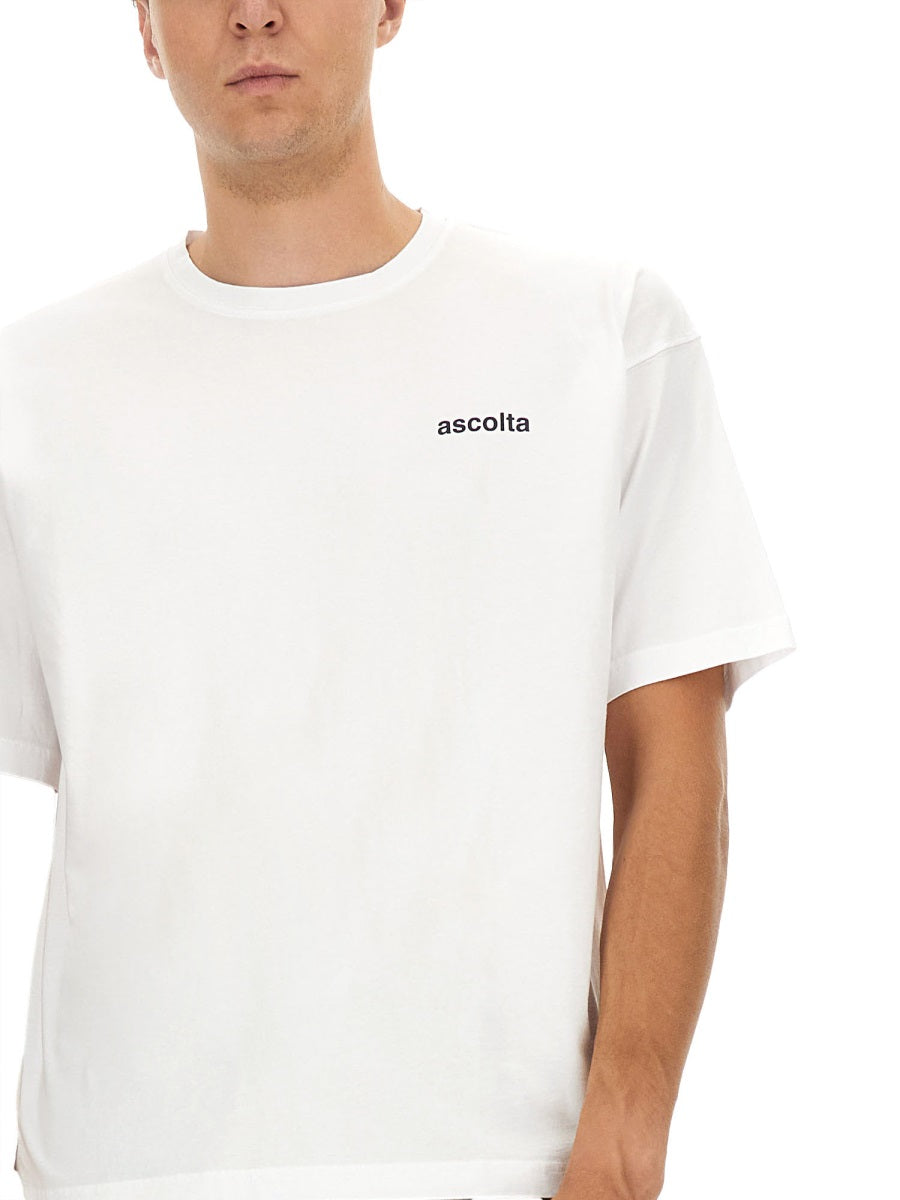 ASPESI Cotton T-Shirt with 'Listen' Print - Size L