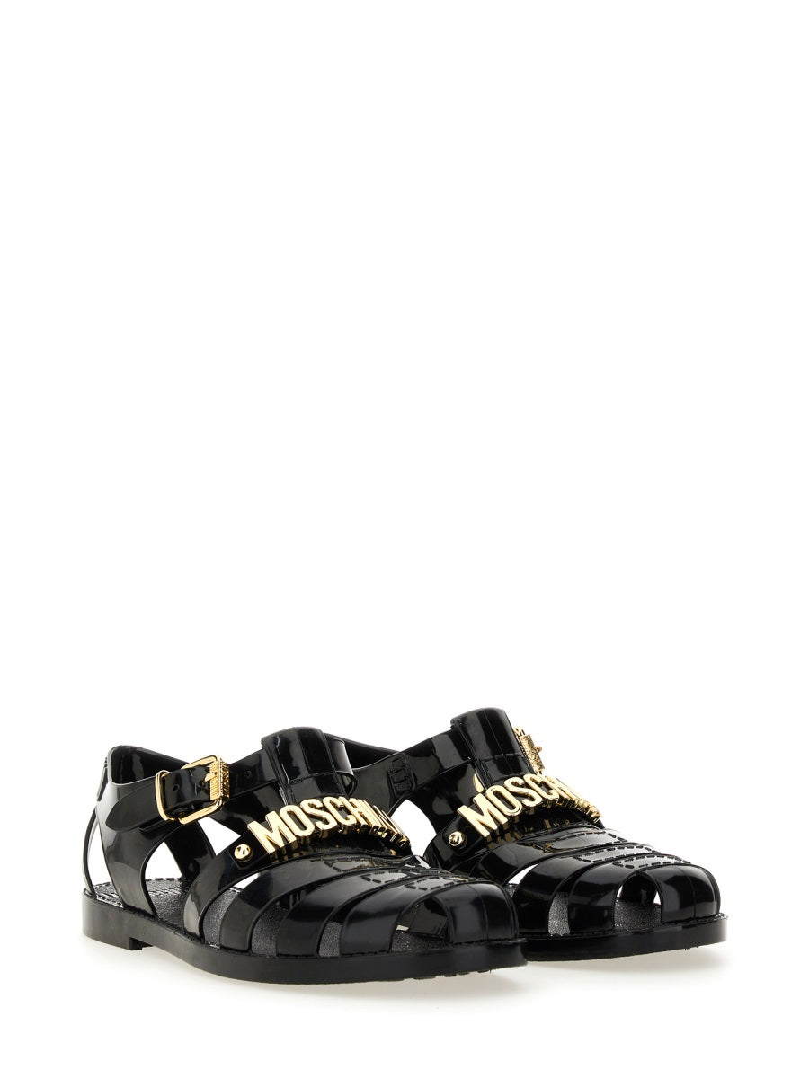 MOSCHINO Jelly Sandal with Bold Lettering Logo