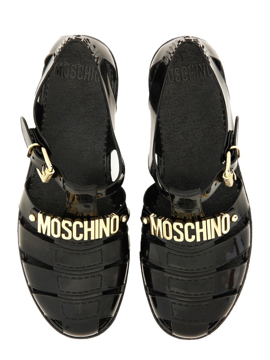 MOSCHINO Jelly Sandal with Bold Lettering Logo