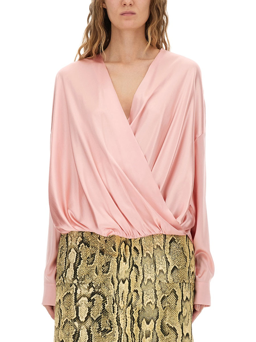 DRIES VAN NOTEN Draped Silk Top Women's Size S