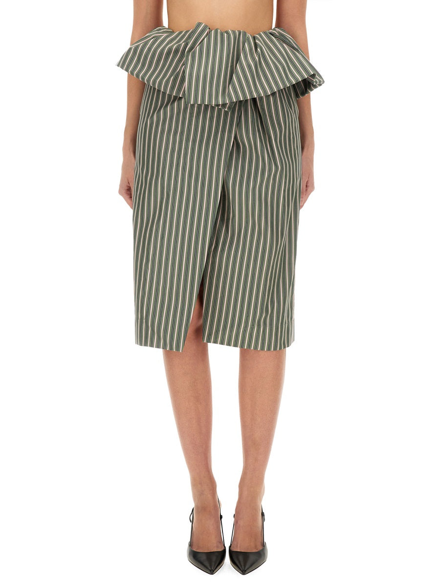DRIES VAN NOTEN Striped Midi Skirt - Size 36 FR