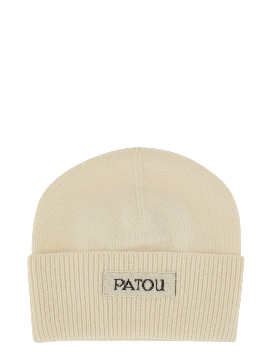 PATOU Luxurious Wool-Cashmere Cap with Label and Logo