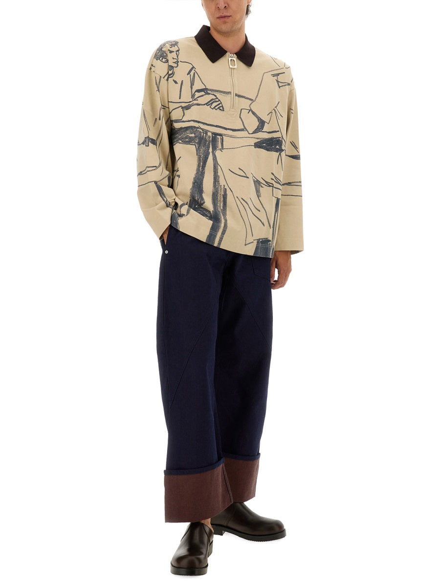 JW ANDERSON Rugby Polo Shirt with Print - Size L