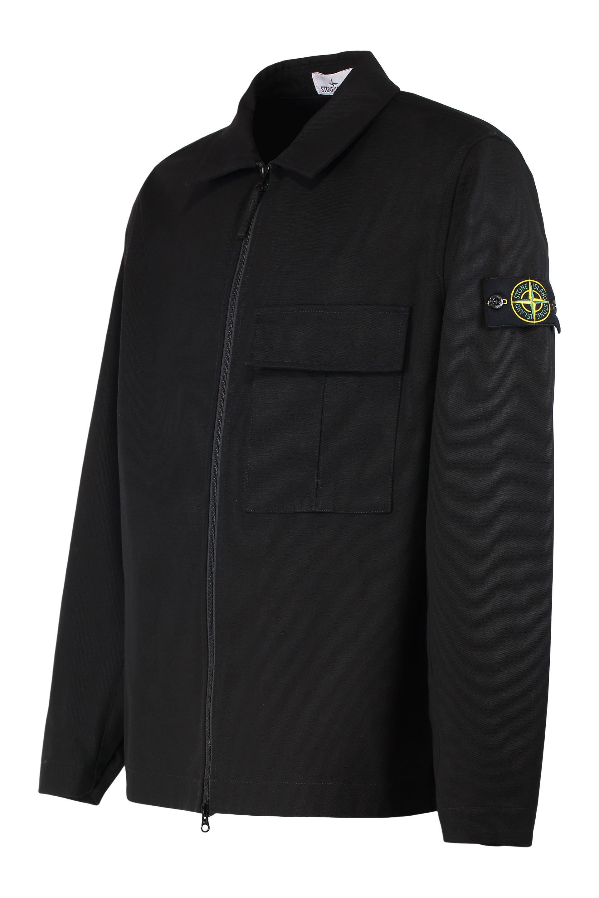 STONE ISLAND Cotton Overshirt with Removable Logo Patch