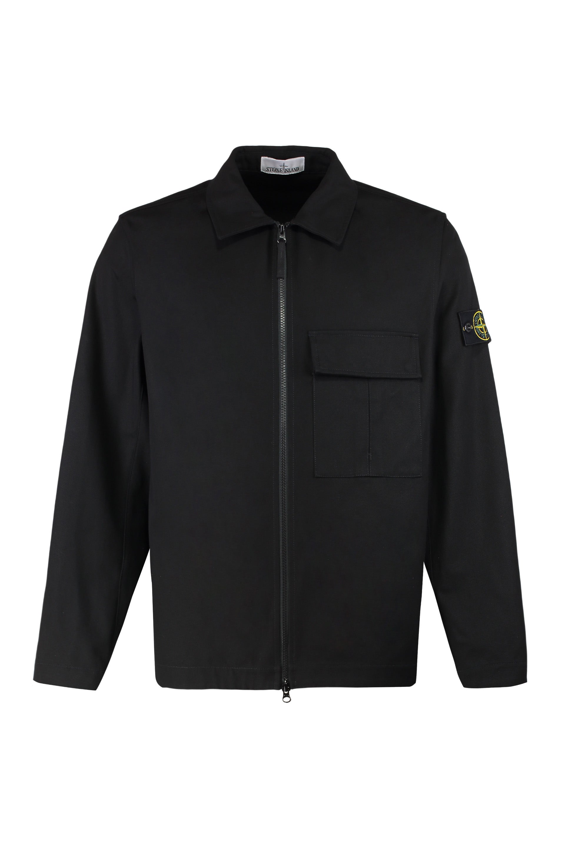 STONE ISLAND Cotton Overshirt with Removable Logo Patch