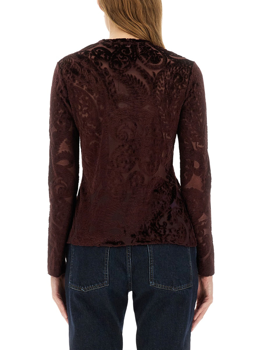 ETRO Slim Fit Velvet Top for Women - Size S