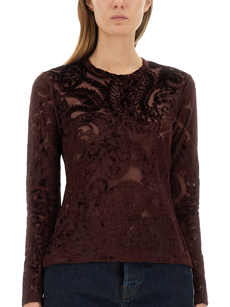 ETRO Slim Fit Velvet Top for Women - Size S