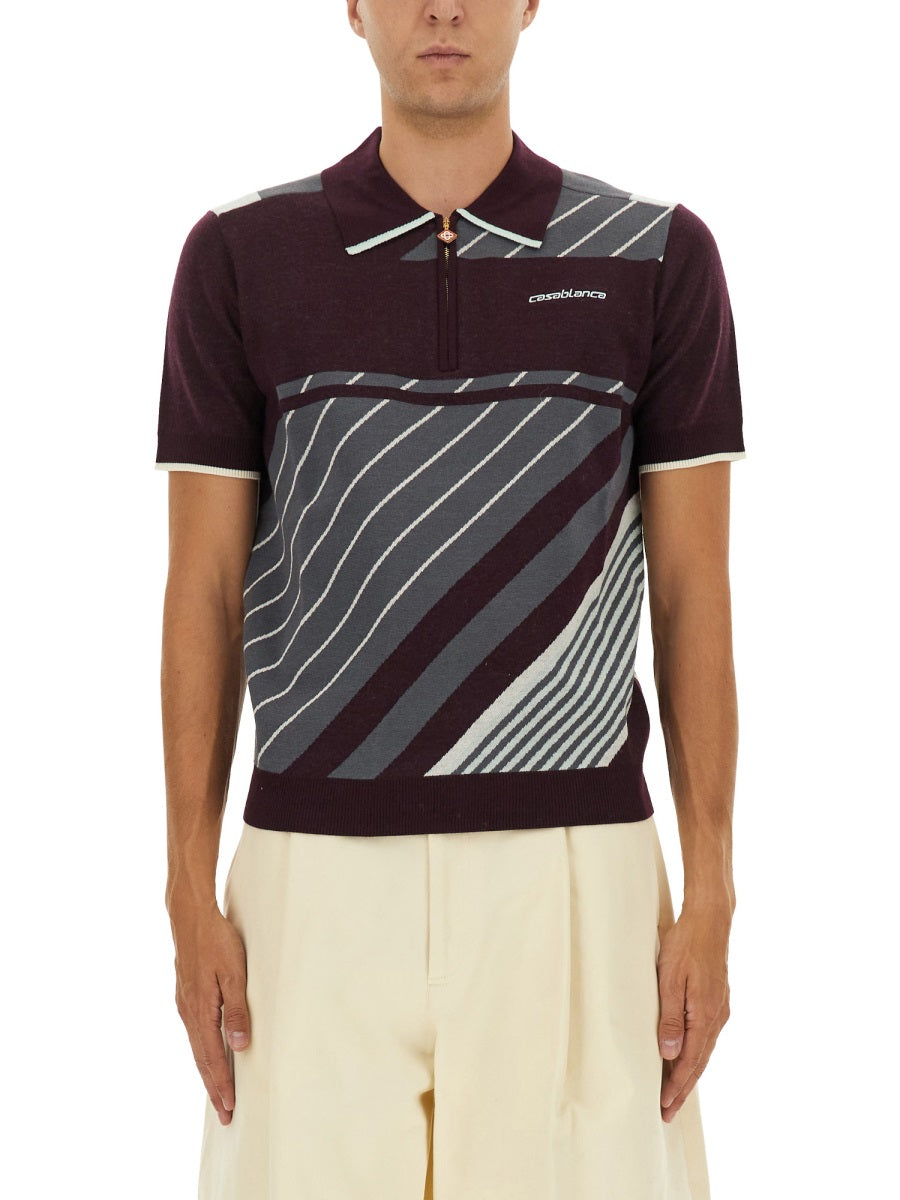 CASABLANCA Diagonal Tennis Polo Shirt - Size L
