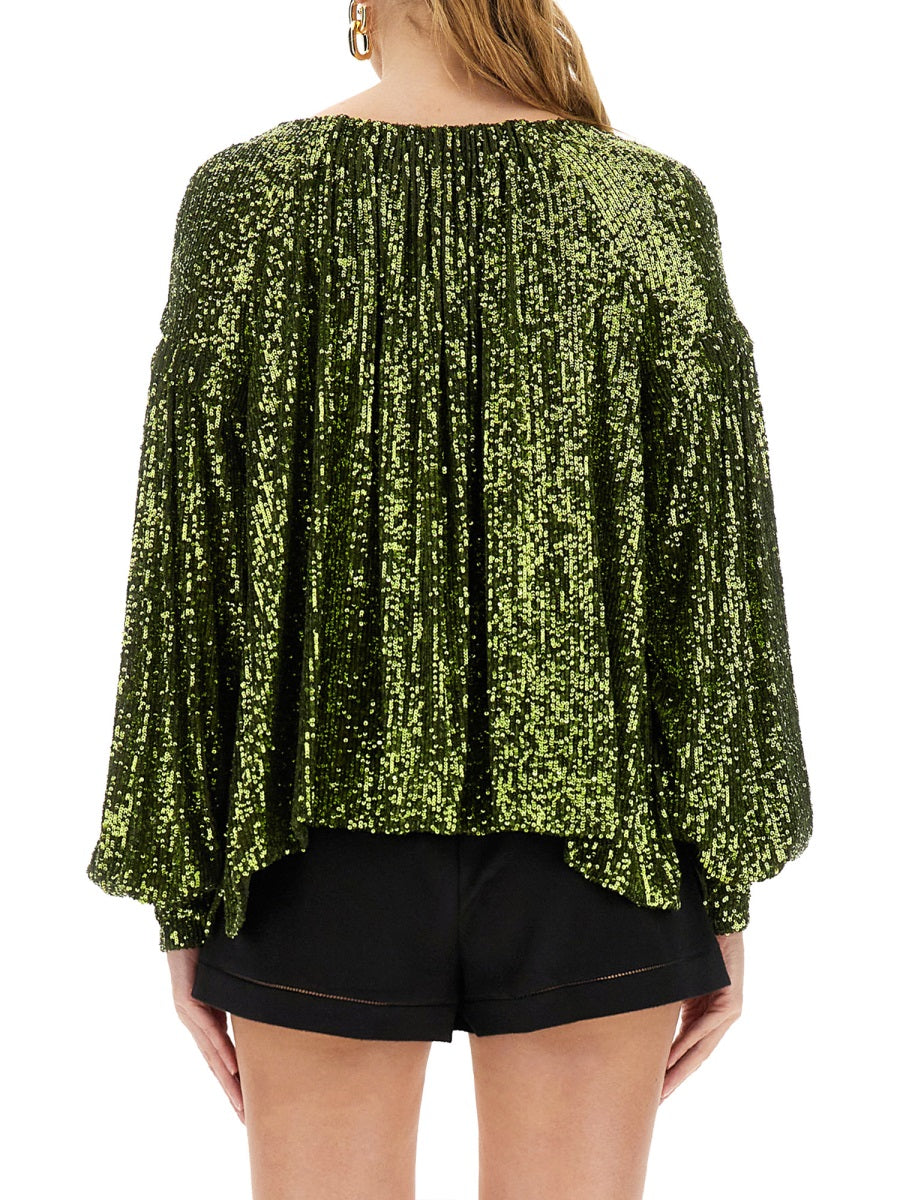 RABANNE Sequined Mini Blouse - Size 36