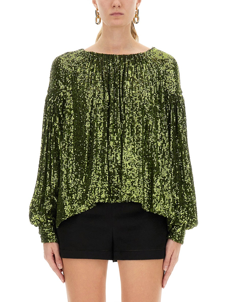 RABANNE Sequined Mini Blouse - Size 36