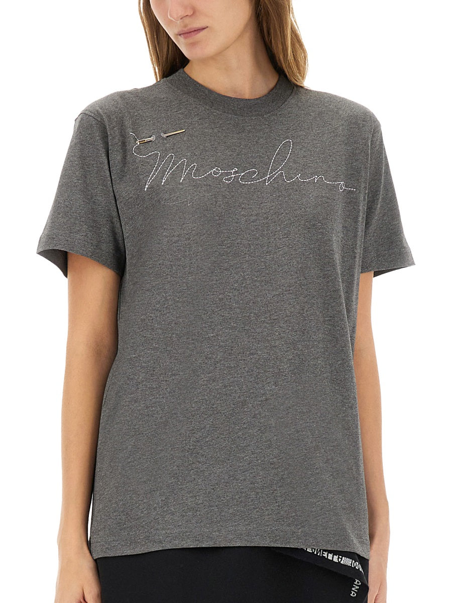 MOSCHINO Embroidered Logo T-Shirt - Size S