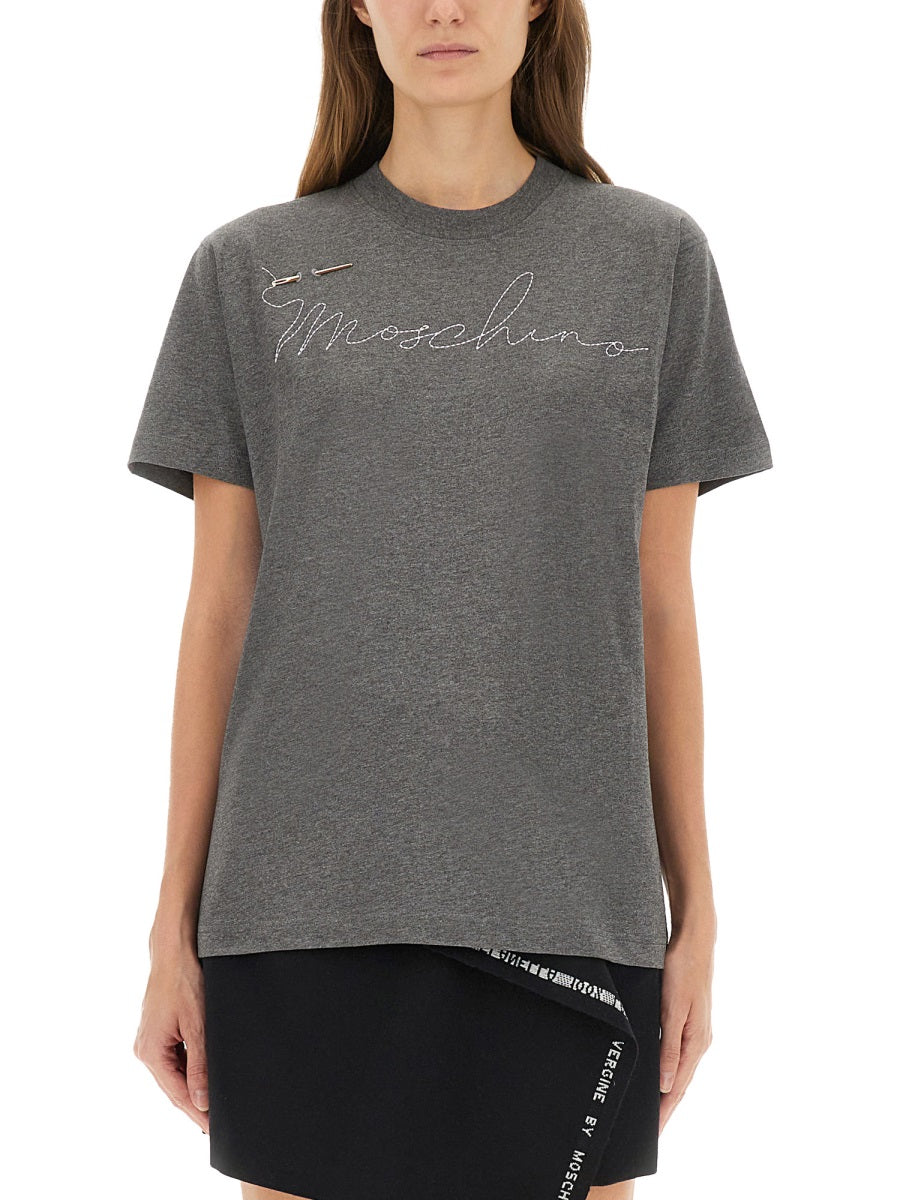 MOSCHINO Embroidered Logo T-Shirt - Size S