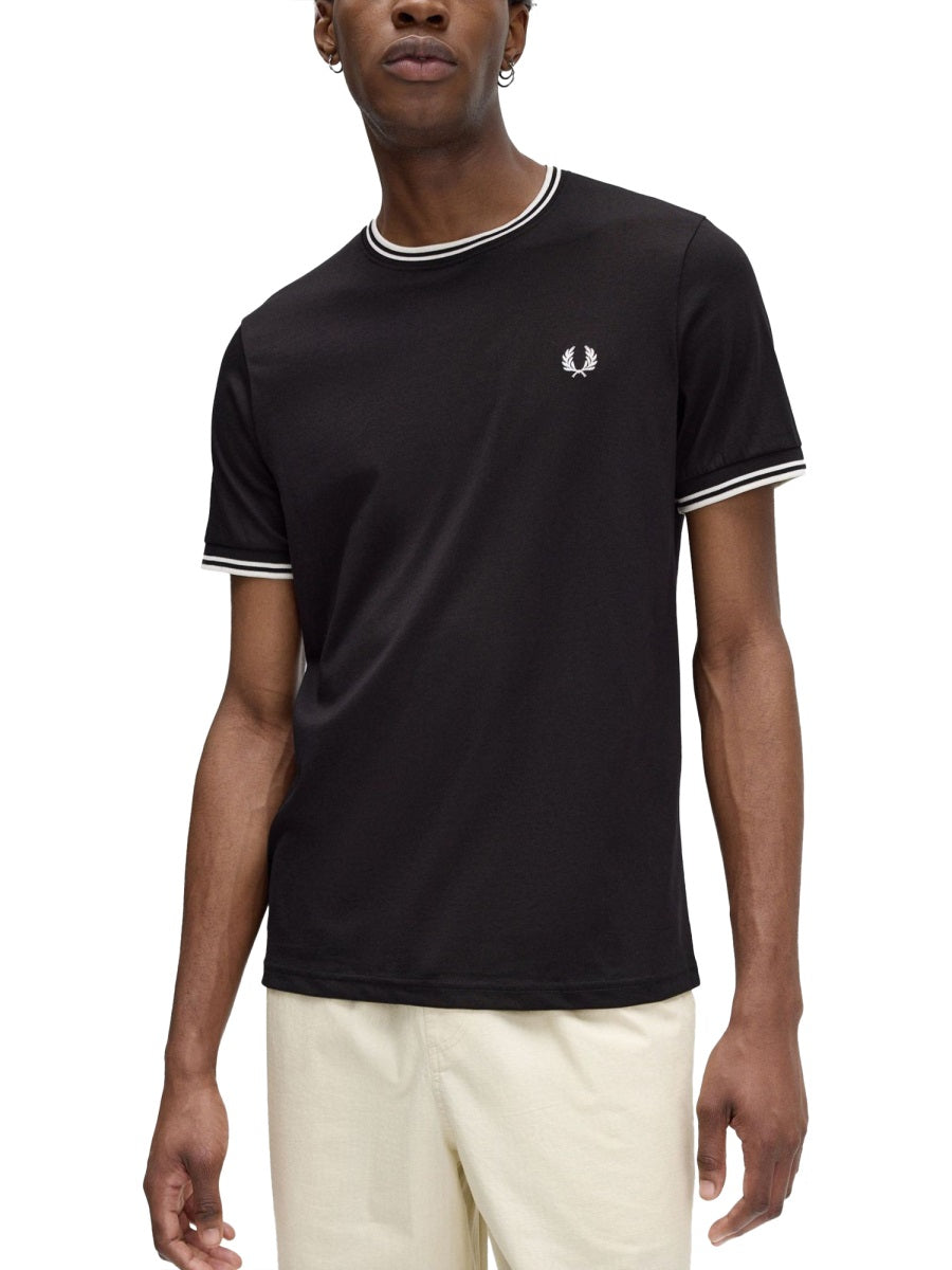 FRED PERRY Double Stripe T-Shirt - Size L