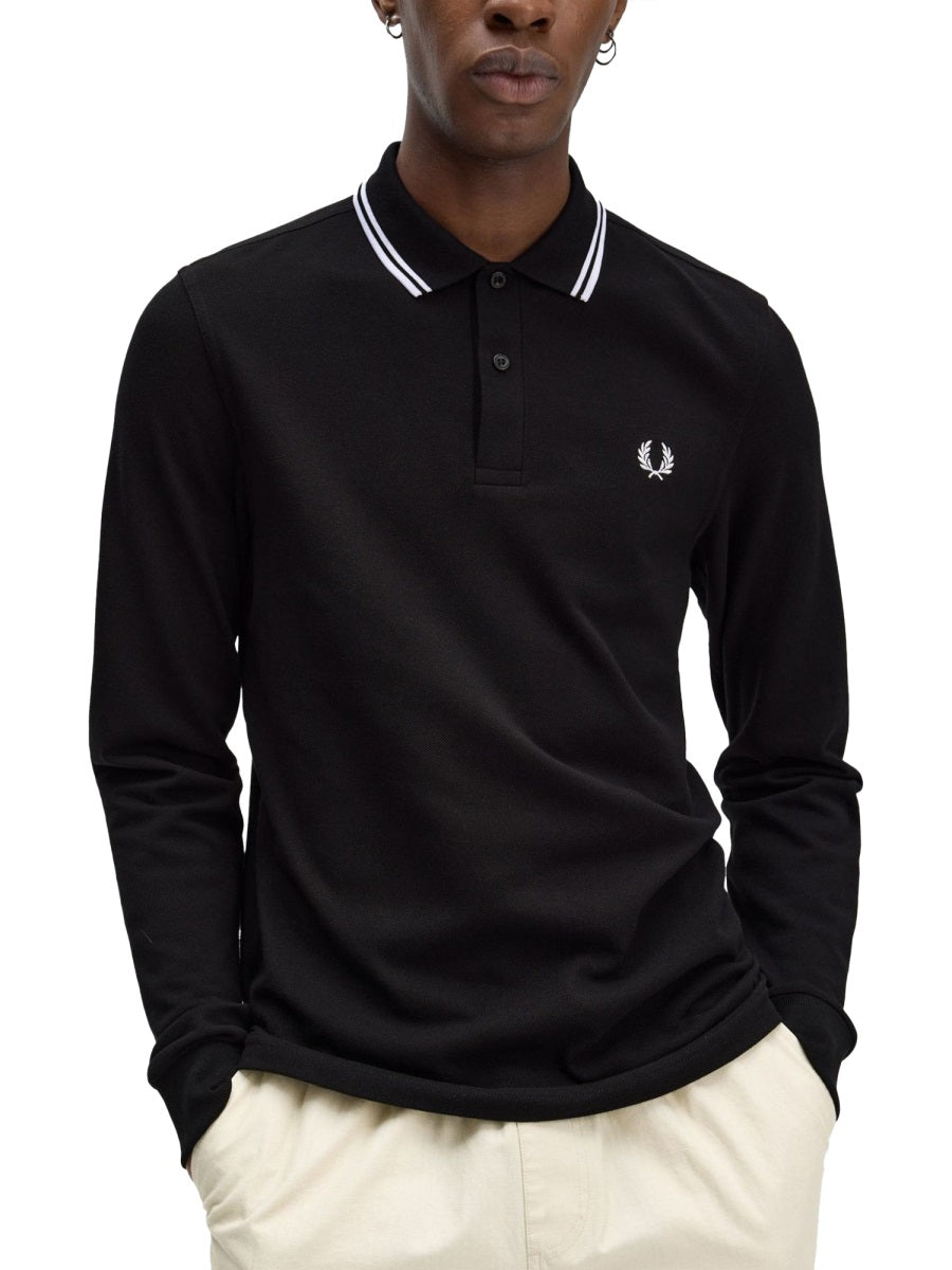 FRED PERRY Double Line Polo Shirt - Size L