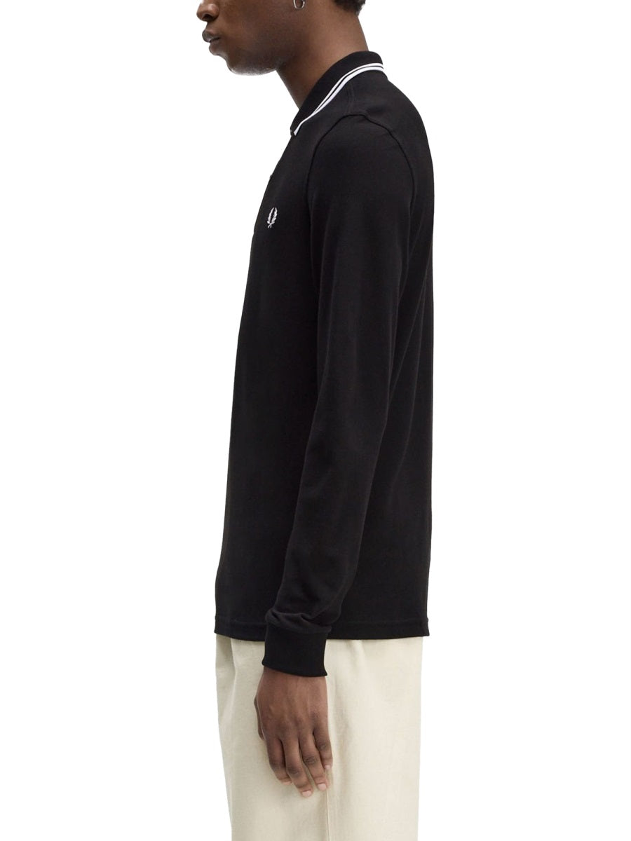 FRED PERRY Double Line Polo Shirt - Size L