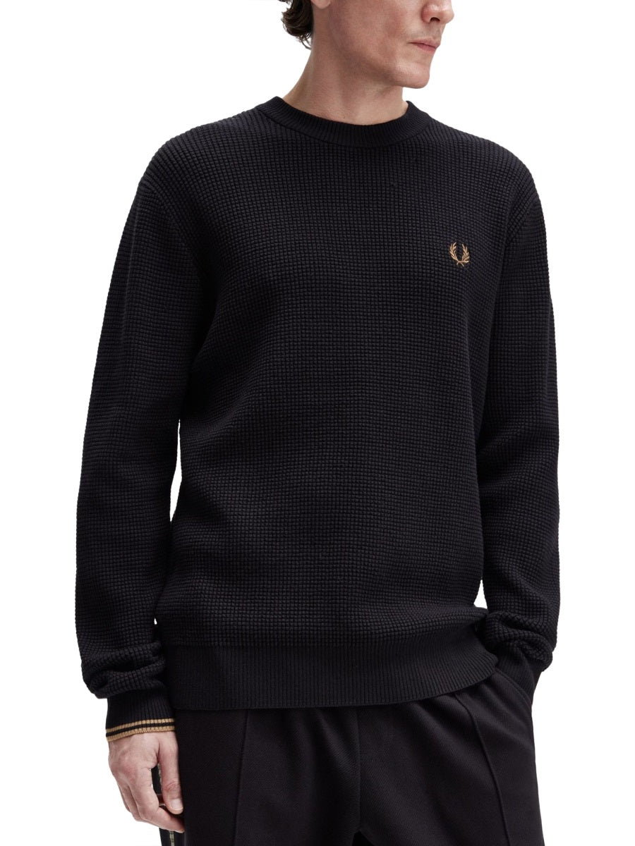 FRED PERRY Knit Sweater with Embossed Work - Size L