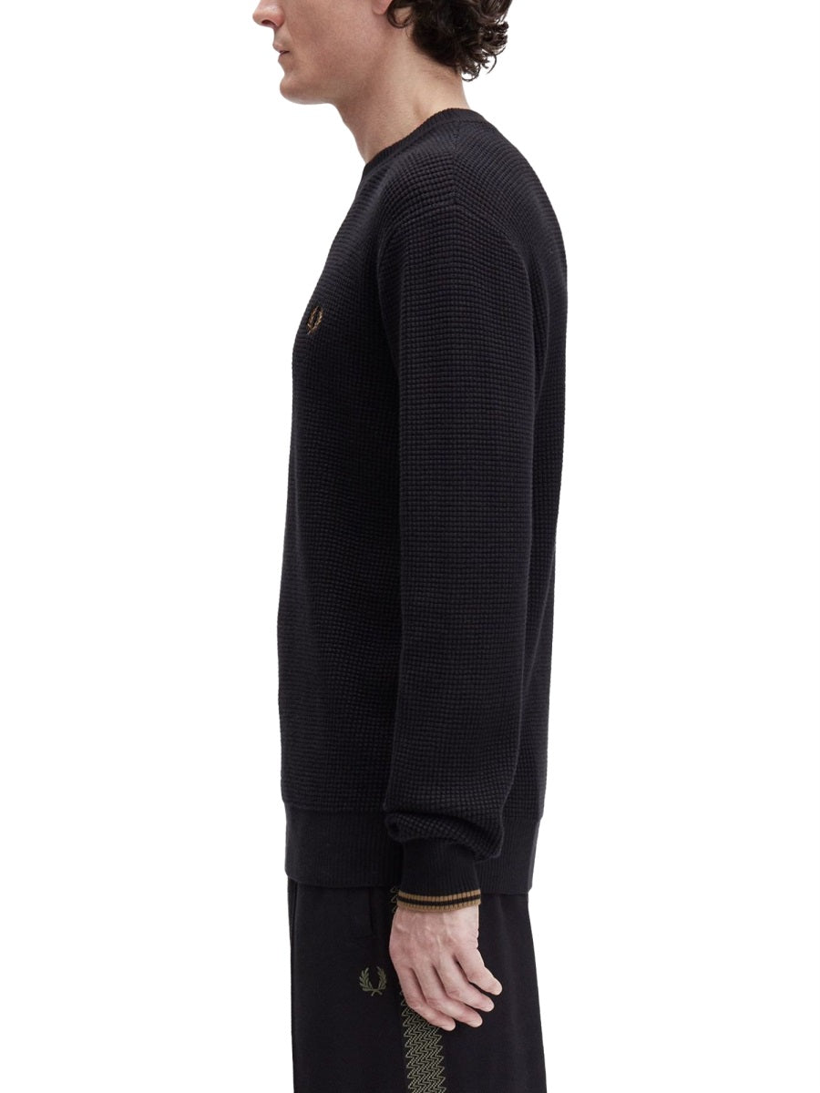 FRED PERRY Knit Sweater with Embossed Work - Size L