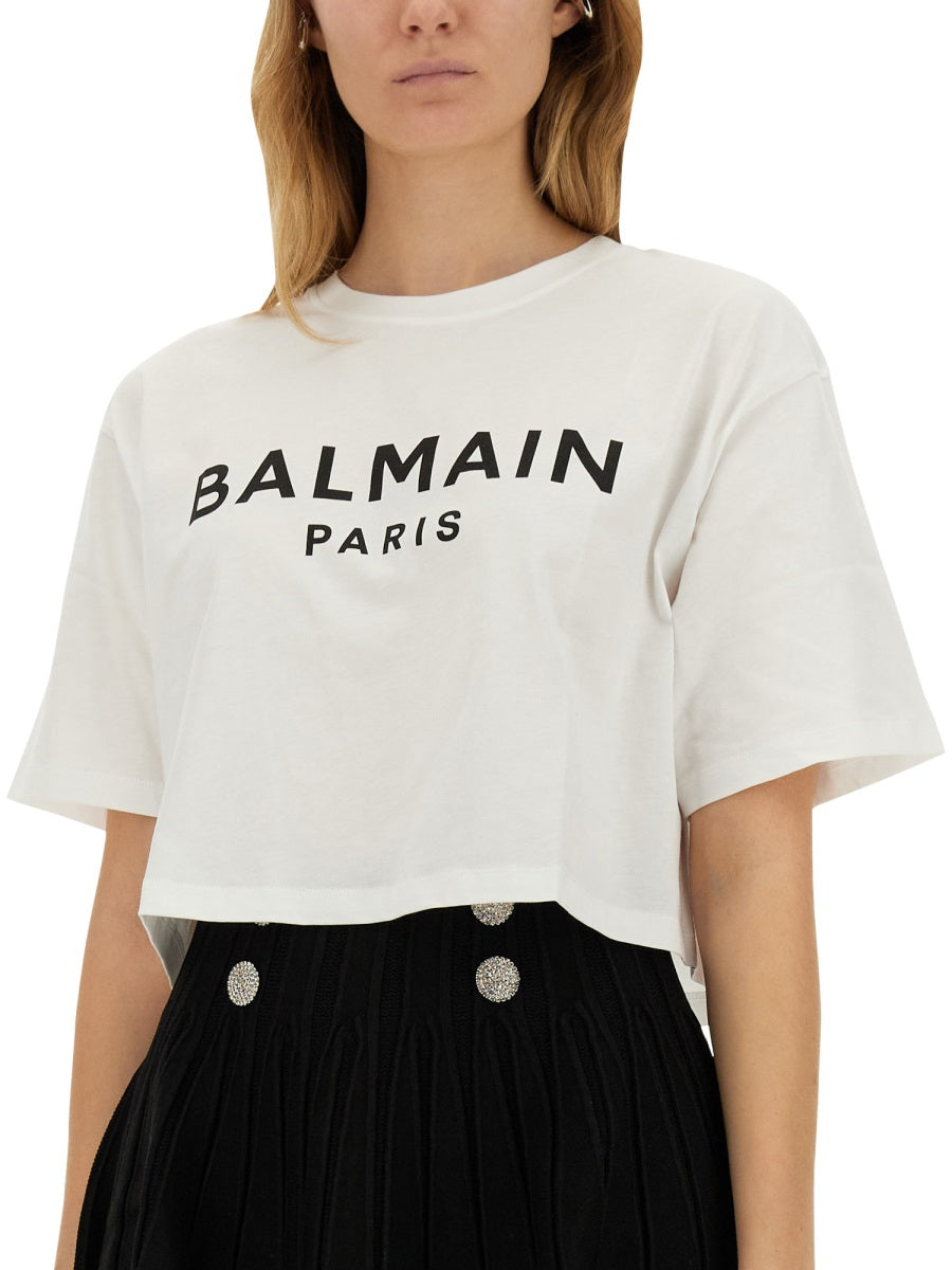 BALMAIN Cropped Logo T-Shirt