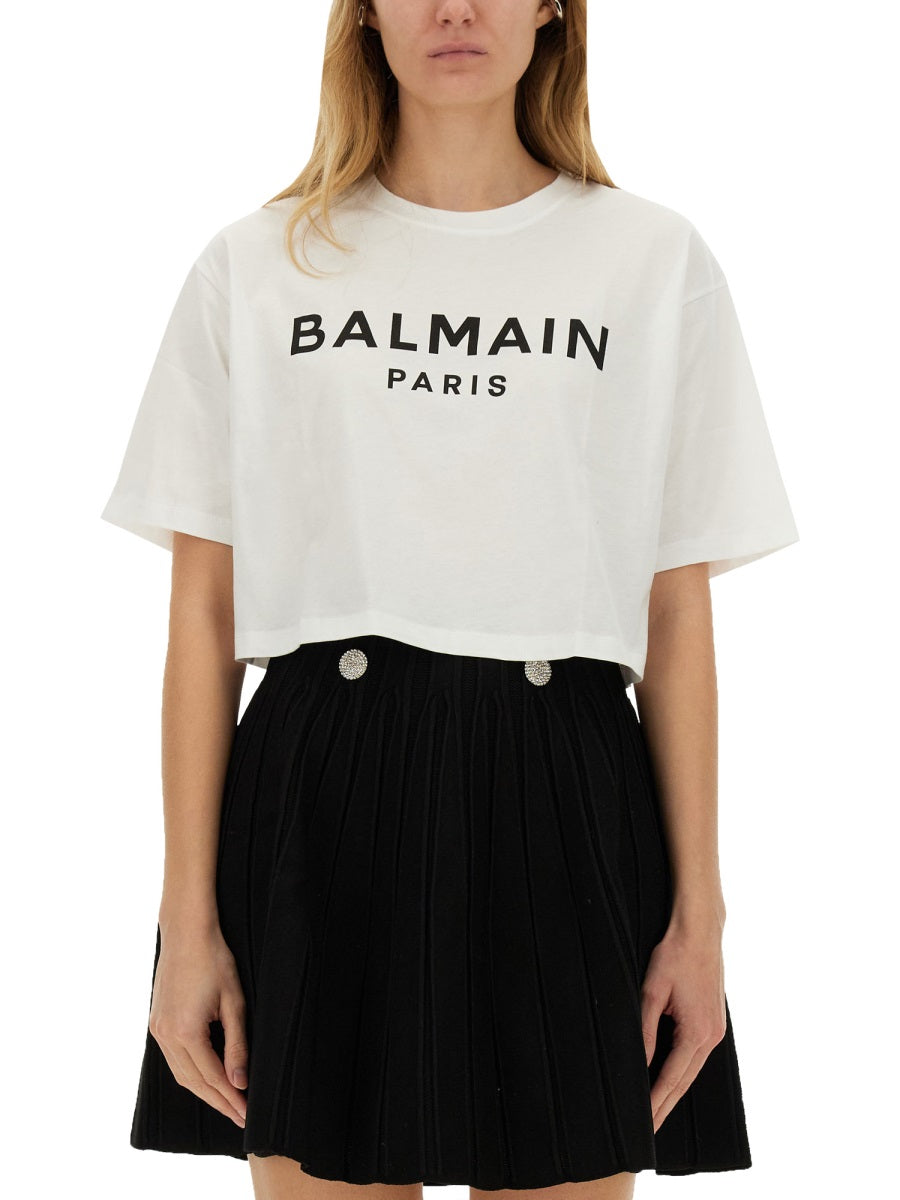 BALMAIN Cropped Logo T-Shirt