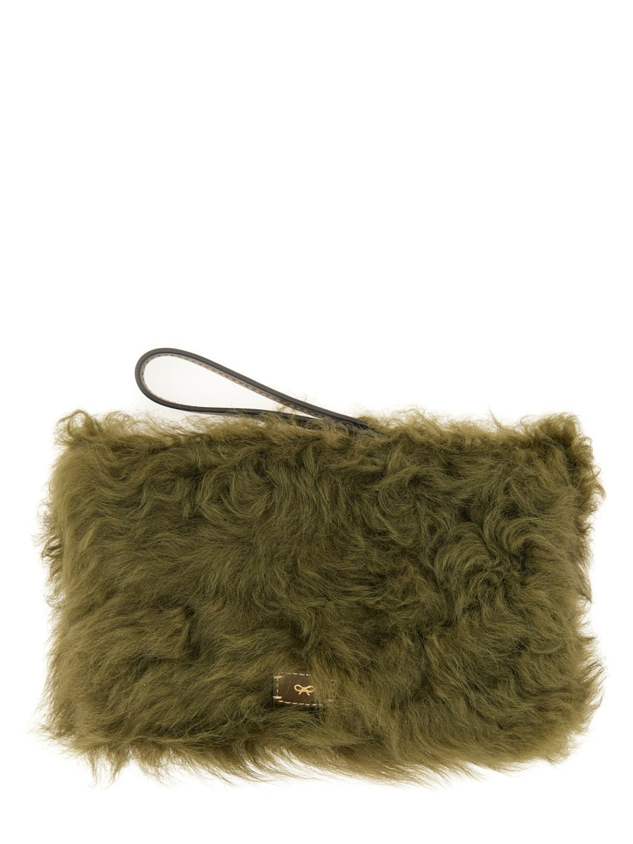 ANYA HINDMARCH Mini Shearling Eyes Clutch Handbag