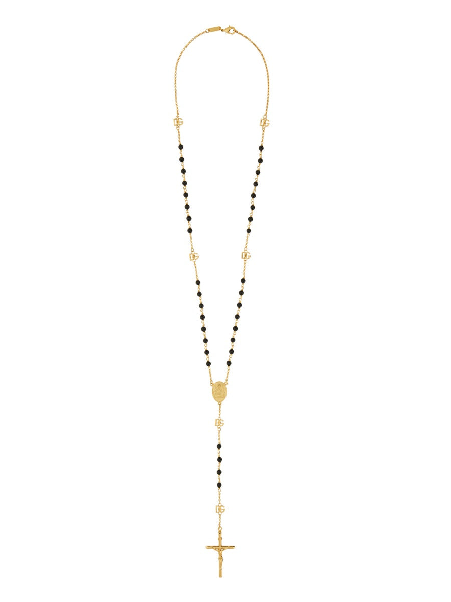DOLCE & GABBANA Elegant Mini Natural Stone and Brass Necklace