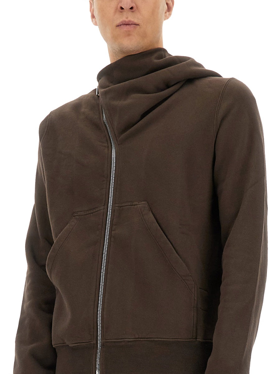 RICK OWENS DRKSHDW Asymmetrical Zipper Mini Sweatshirt for Men