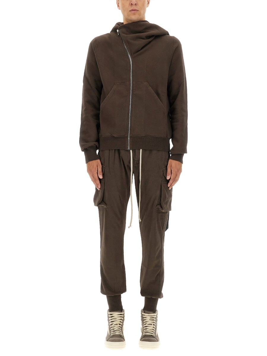 RICK OWENS DRKSHDW Asymmetrical Zipper Mini Sweatshirt for Men