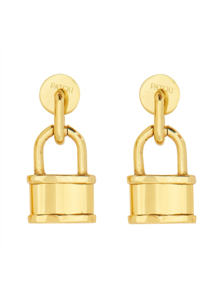 PATOU Mini Padlock Brass Earrings