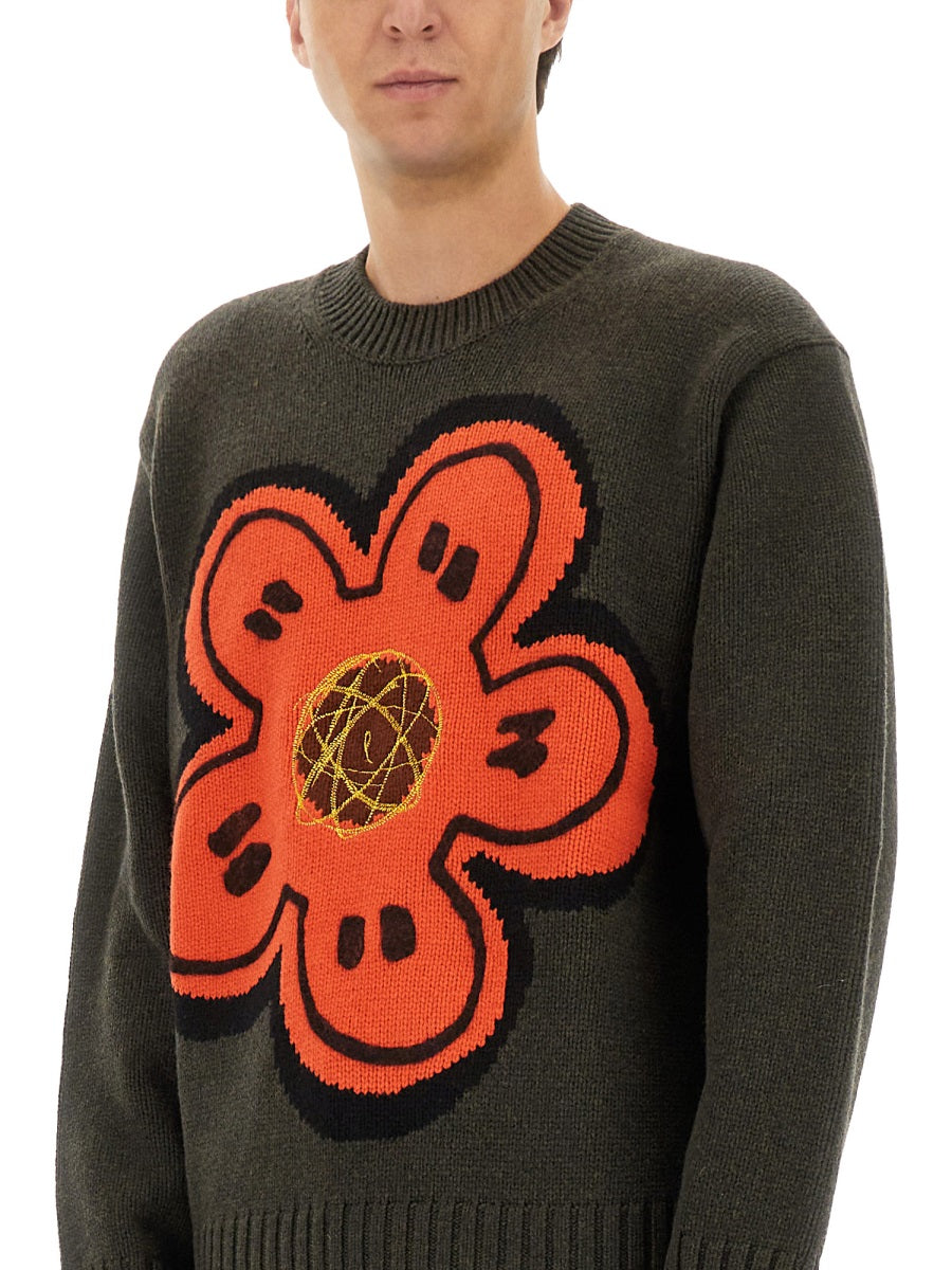 KENZO Men's Wool Sweater with Boke Flower - Size L