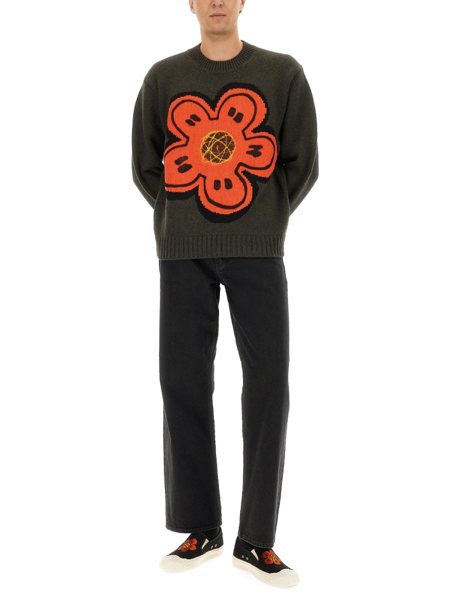 KENZO Men's Wool Sweater with Boke Flower - Size L