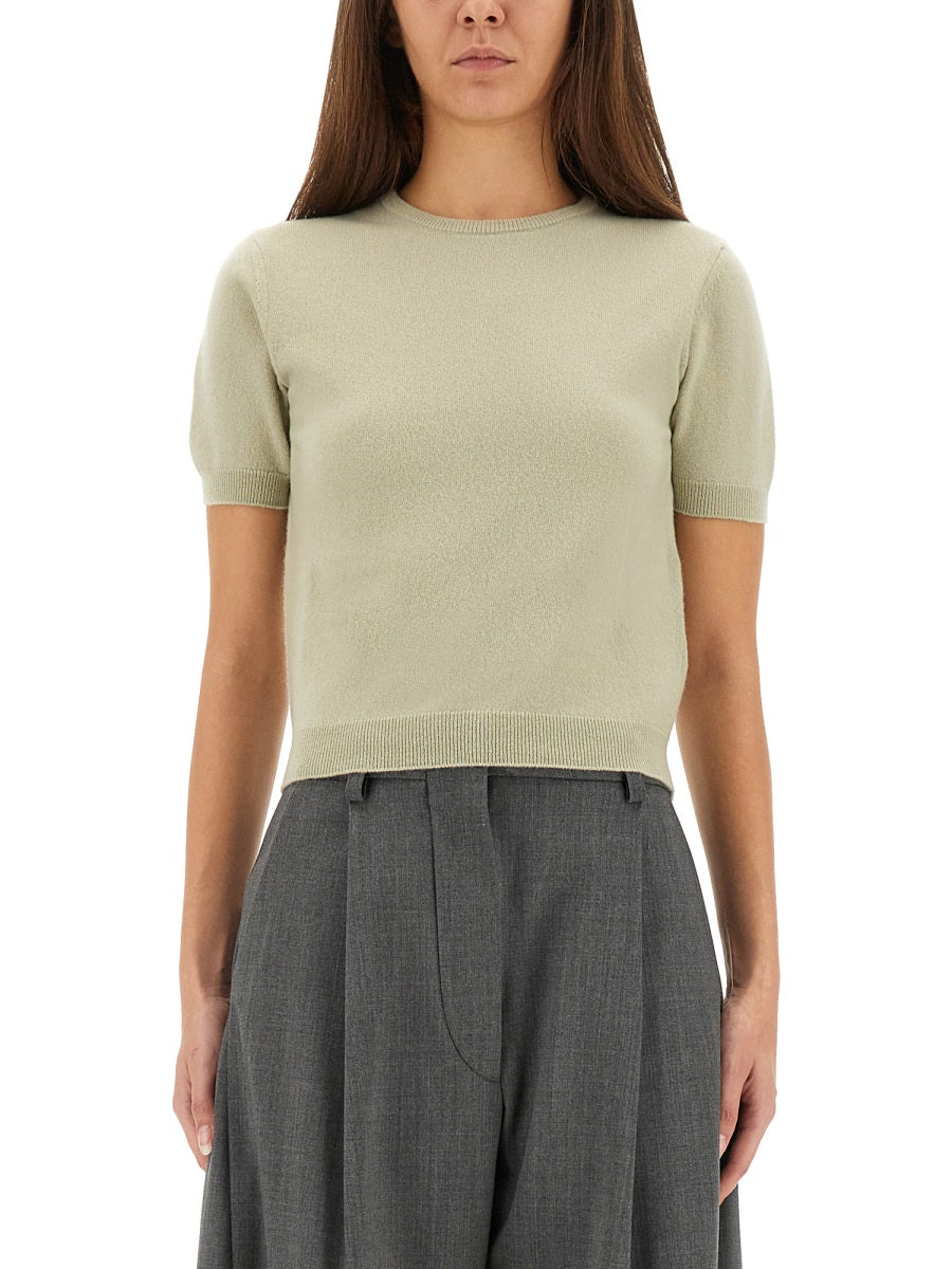 MAISON MARGIELA Cropped Virgin Wool Crew Neck T-Shirt
