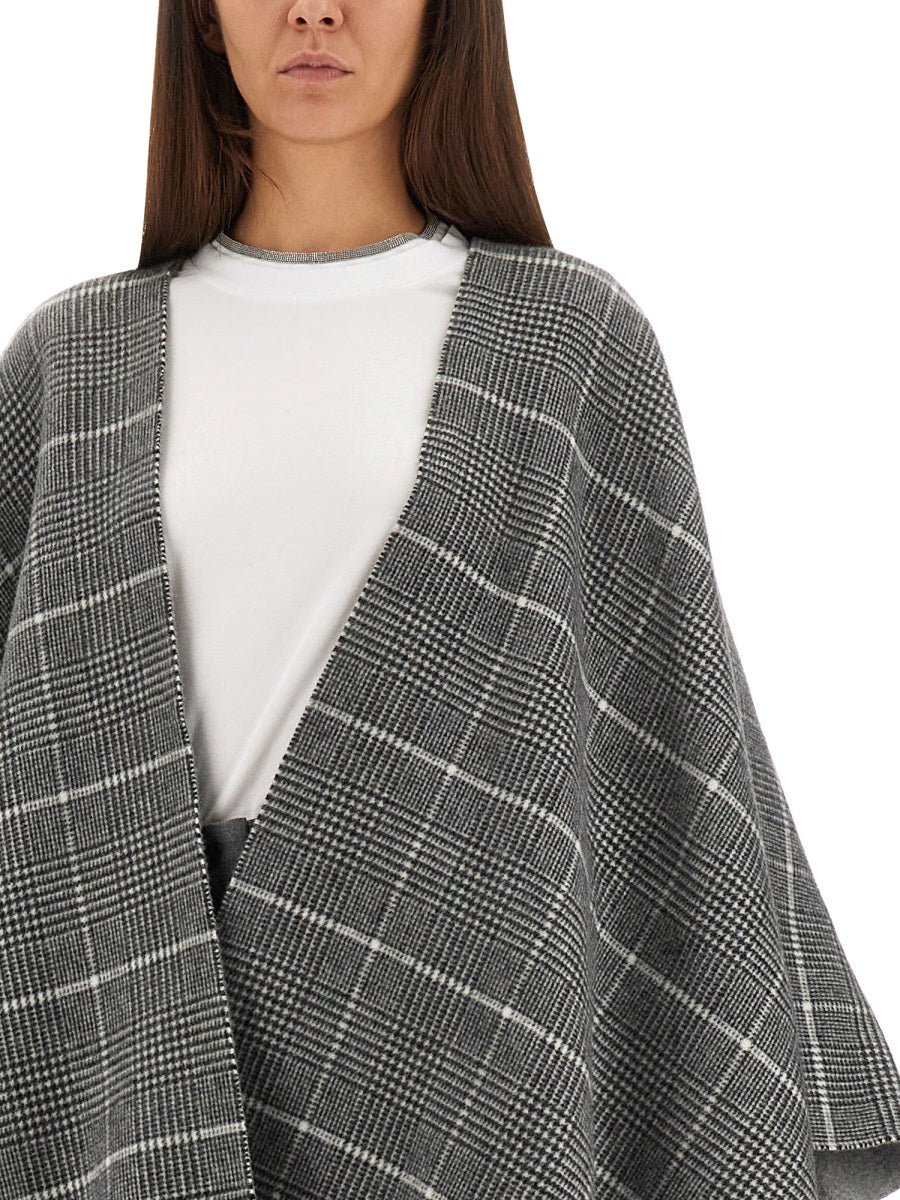 BRUNELLO CUCINELLI Wool Poncho with Bangs - One Size Fits All