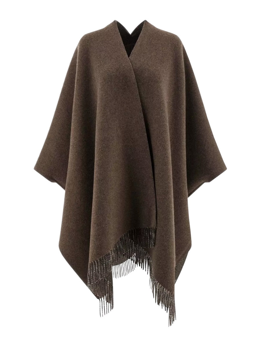 BRUNELLO CUCINELLI Wool Poncho with Bangs - One Size Fits All