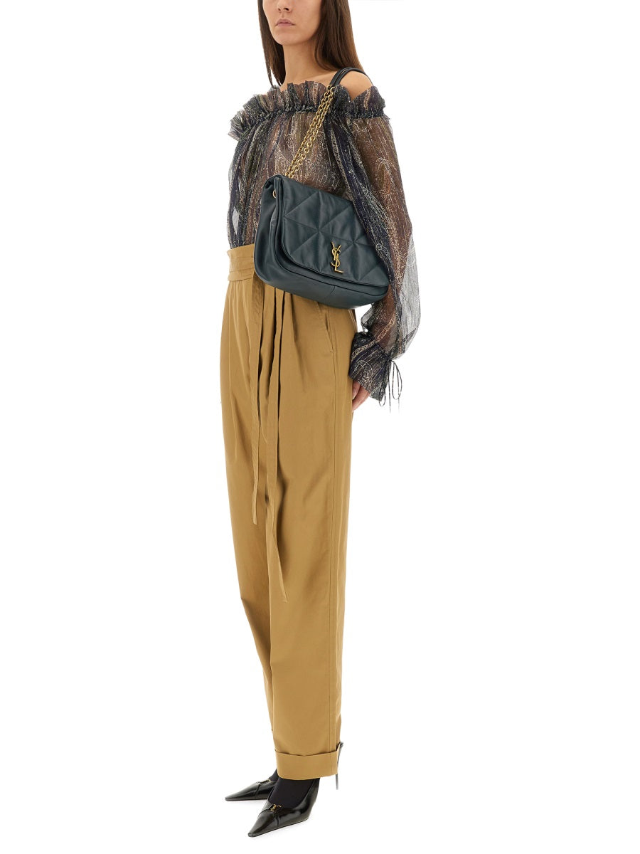 SAINT LAURENT Lurex Silk Creponne Top - Size 36