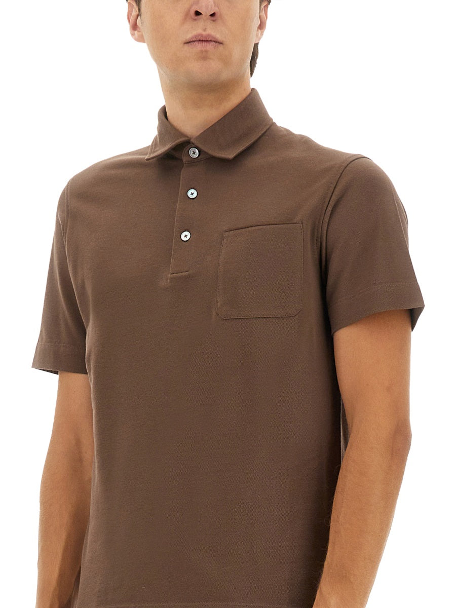 ZEGNA Men's Cotton Polo Shirt with Pocket - Size 48 IT