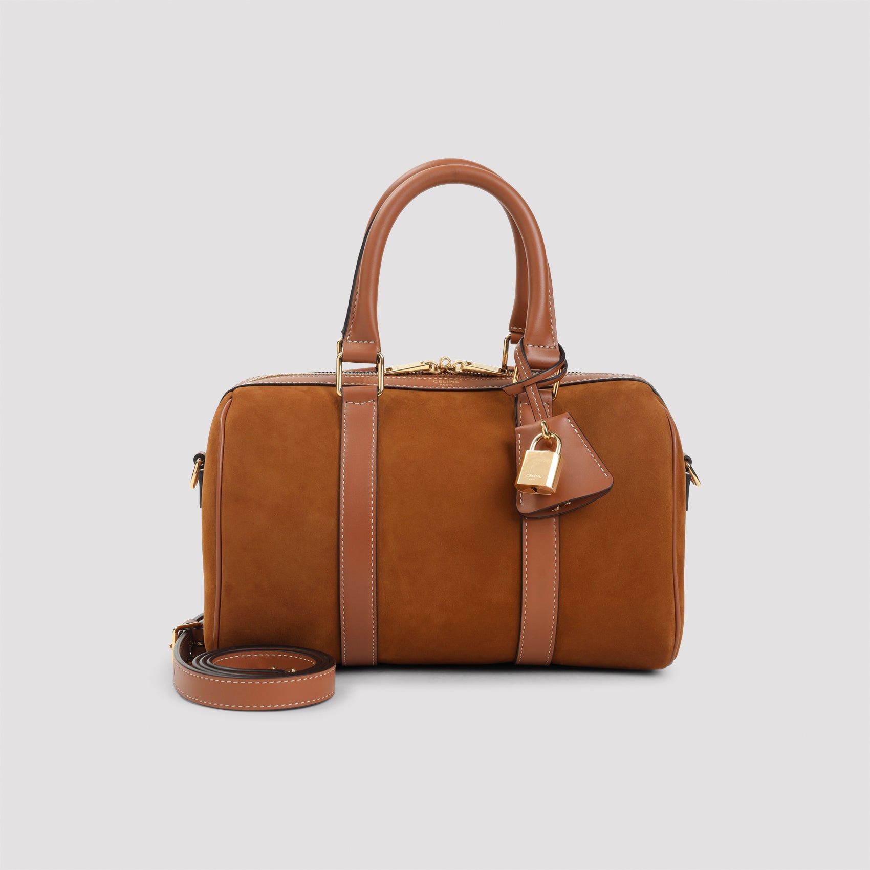 CELINE Medium Suede Leather Shoulder Handbag