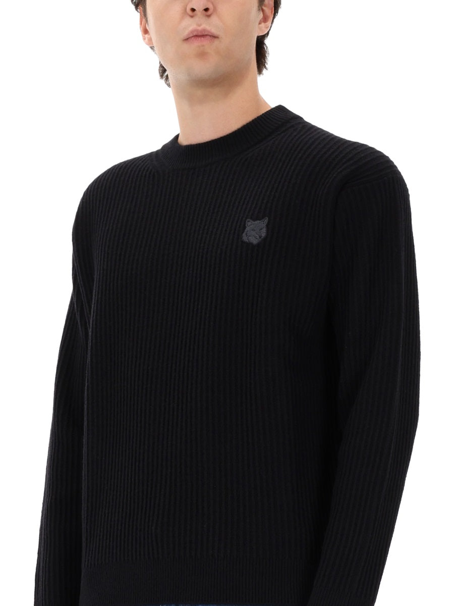 MAISON KITSUNÉ Fox Head Wool Ribbed Jumper for Men - FW25 Collection